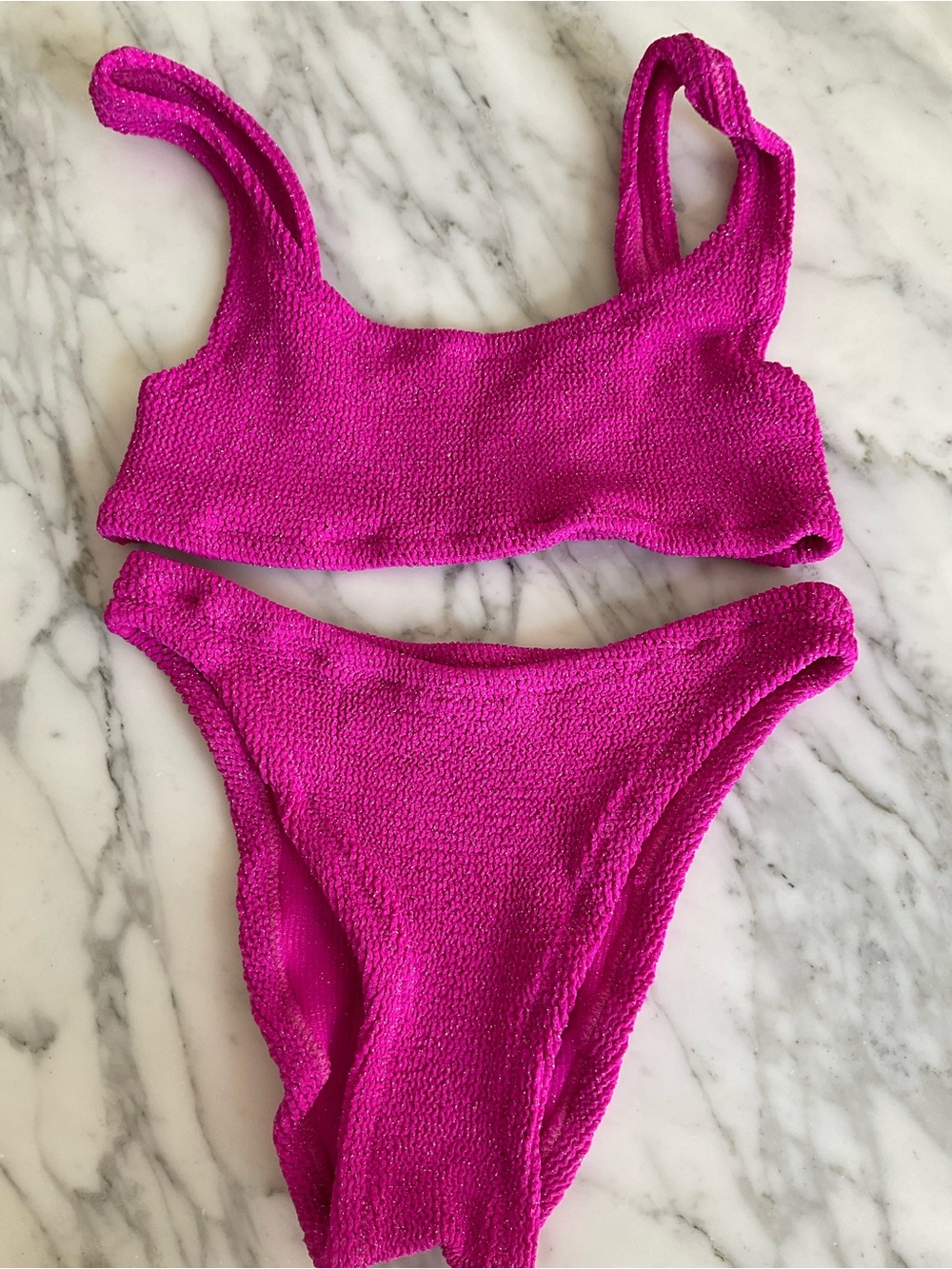 Kids Textured Pink Bikini Two-Piece Swimsuit SZ 12 / 16